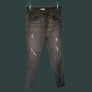 (RESCENT) RIVE Jeans Skinny Gray Motto Edgy Distressed Size 30‎